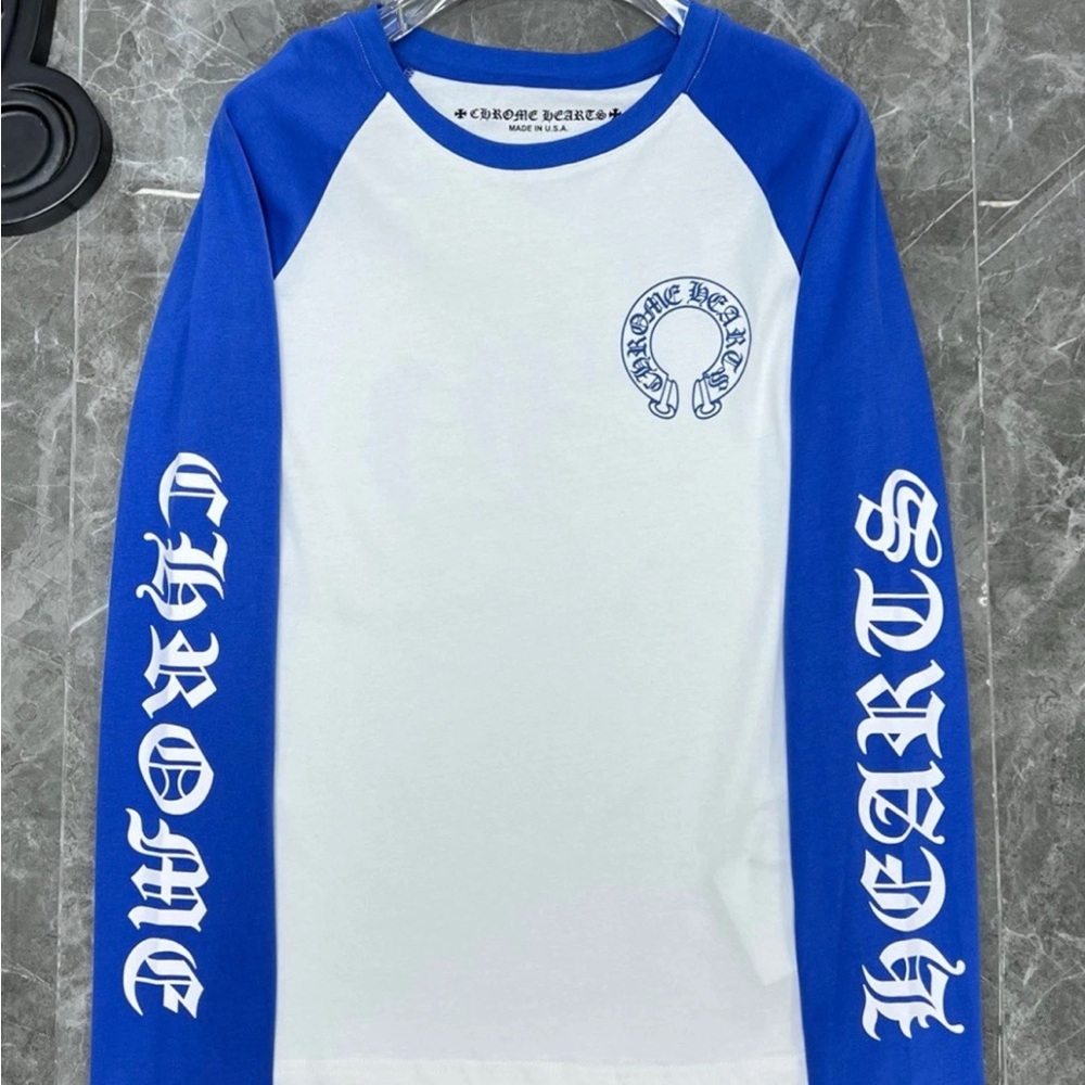 Chrome Hearts Blue and White Long Sleeve Tee